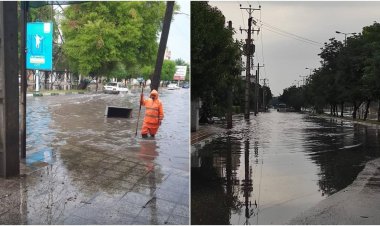 سیلاب در خیابان های دزفول در پی بارش شدید باران!