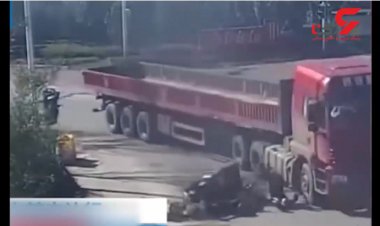 معجزه زنده ماندن  موتورسواران زیر تریلی