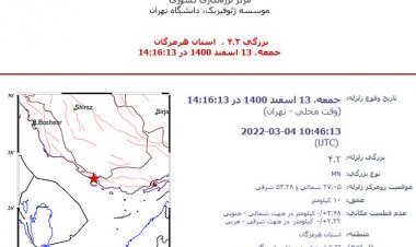 زلزله ۴.۲ ریشتری بندر مقام استان هرمزگان را لرزاند