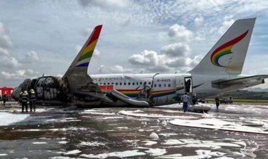 فیلم آتش سوزی هواپیمای ایرباس چینی قبل از پرواز