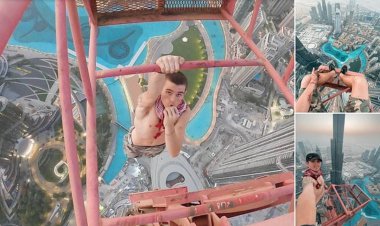 حرکات دلهرهآور جوان ۲۱ ساله روی آسمانخراش دبی