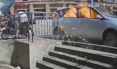 انفجار یک خودرو در گرمای تابستان