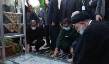 حضور بامدادی  رئیس جمهور  بر مزار  سردار سلیمانی