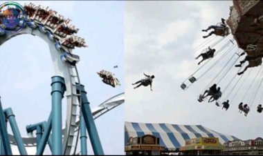 ببینید| لحظه ترسناک سقوط دستگاه بازی در یک شهربازی