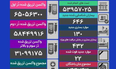 آمار جدید کرونا/ 22 تن دیگر جان باختند