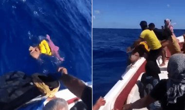 ببینید؛ مهاجر سوری جسد کودکش را پس از مرگ به در دریا انداخت