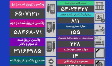 فوت ۱۴ بیمار کرونایی در شبانه روز گذشته