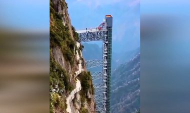 ببینید | ترسناک‌ترین و جالب‌ترین آسانسور جهان | استفاده از این آسانسور دل شیر می‌خواهد