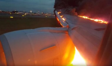 ببینید | لحظه ترسناک آتش گرفتن موتور ایرباس در دهلی‌نو