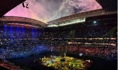 آتش بازی فوق العاده و تصاویری زیبا از مراسم افتتاحیه جام جهانی