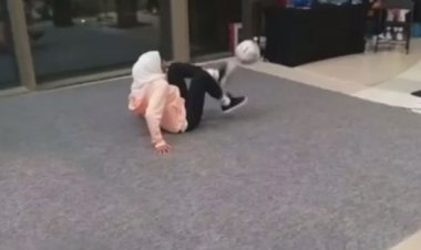 هنرنمایی دختر محجبه قطری در متروی ورزشگاه احمد بن علی