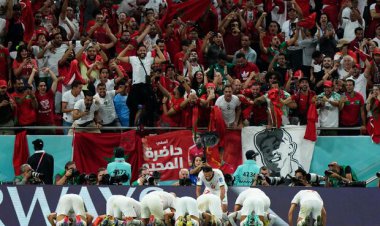 سجده شکر بازیکنان مراکش بعد از گلزنی به بلژیک