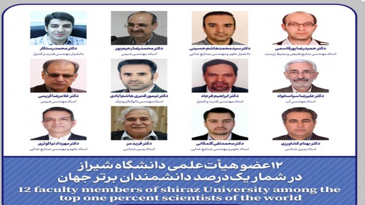 ۱۲ عضو هیأت‌ علمی دانشگاه شیراز در شمار یک‌ درصد دانشمندان برتر جهان
