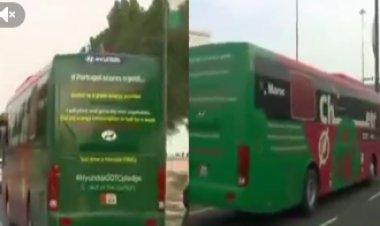 حرکت اتوبوس تیم‌های پرتغال و مراکش به سمت استادیوم