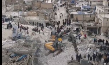 تصاویر هوایی از مناطق زلزله زده در شهرهای اتارب و ادلب در سوریه