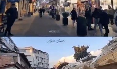 پیاده‎ راه شهر هاتای ترکیه قبل و بعد از زلزله