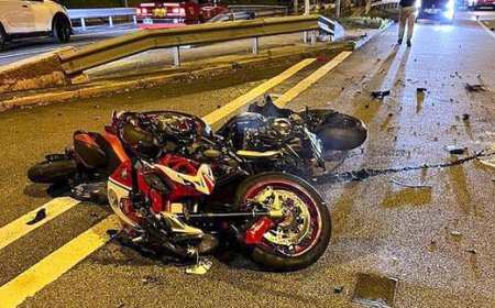 ببینید| لحظه هولناک سُر خوردن یک موتورسوار زیر چرخ‌های یک کامیون سنگین