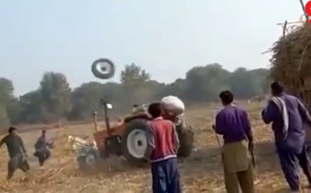 فیلم| تک چرخ زدن وحشتناک تراکتور افسار گریخته !
