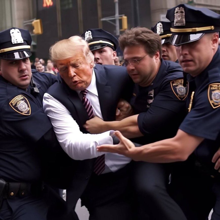 عکس| اولین تصاویر از لحظه بازداشت دونالد ترامپ!