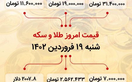قیمت سکه و طلا 19 فروردین 1402