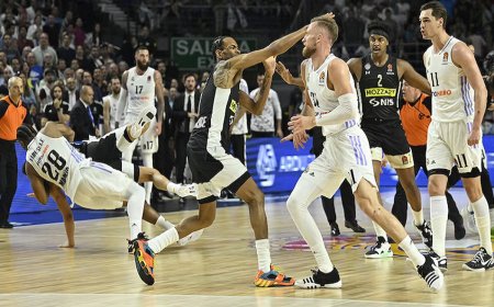 ببینید | دعوا و کتک‌کاری عجیب در بازی رئال و پارتیزان در بسکتبال یورولیگ