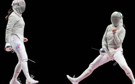 ببینید| حرکت حیرت‌انگیز شمشیرباز زن وسط مسابقه