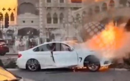 ببینید | لحظه وحشتناک آتش گرفتن خودرو!