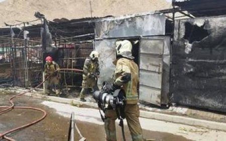 عکس| آتش‌سوزی در بازار گل امام رضا(ع)