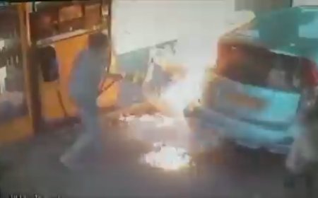 ببینید | آتش زدن یک پمپ بنزین در تل‌آویو