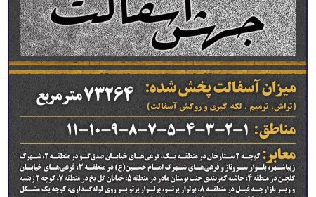 آسفالت بیش از ۷۳ هزار مترمربع معابر طی هفته سوم