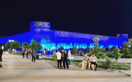 نورپردازی المانهای شهری شیراز با رنگ آبی در ماه جهانی اتیسم