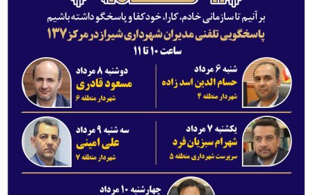 نهضت پاسخگویی مدیریت شهری شیراز از طریق سامانه ارتباطات مردمی ۱۳۷