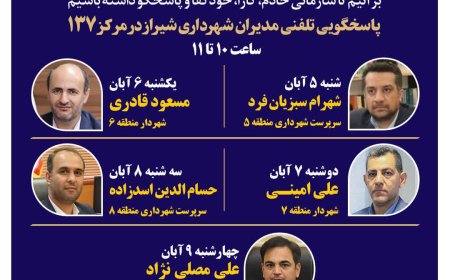 نهضت پاسخگویی مدیریت شهری شیراز از طریق سامانه ارتباطات مردمی ۱۳۷