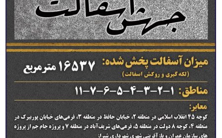 آسفالت بیش از ۱۶۰۰۰ مترمربع معابر در هفته هفتادم در شیراز