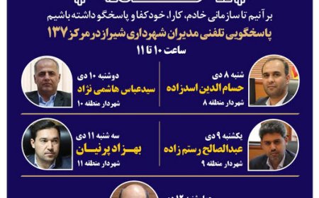 نهضت پاسخگویی مدیریت شهری شیراز از طریق سامانه ارتباطات مردمی ۱۳۷