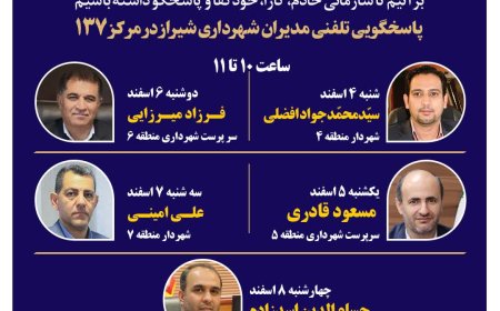 نهضت پاسخگویی مدیریت شهری شیراز از طریق سامانه ارتباطات مردمی ۱۳۷