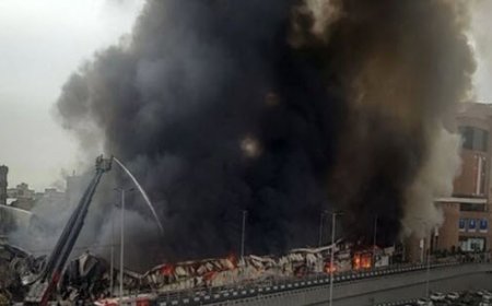 آتش سوزی گسترده بازارچه جنت آباد تهران