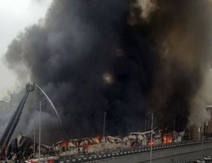 آتش سوزی گسترده بازارچه جنت آباد تهران