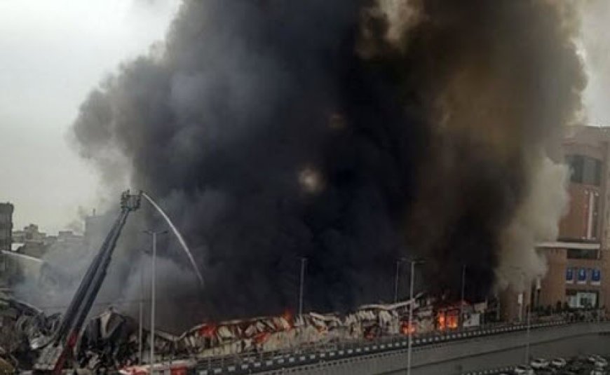 آتش سوزی گسترده بازارچه جنت آباد تهران